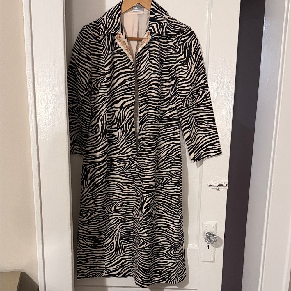 Tracy Reese Black and White Zebra Trench Coat